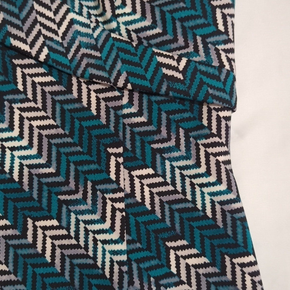 White House Black Market CS ZZ Print Sheath Dress, Black/White/Teal Size 4 - Picture 5 of 16